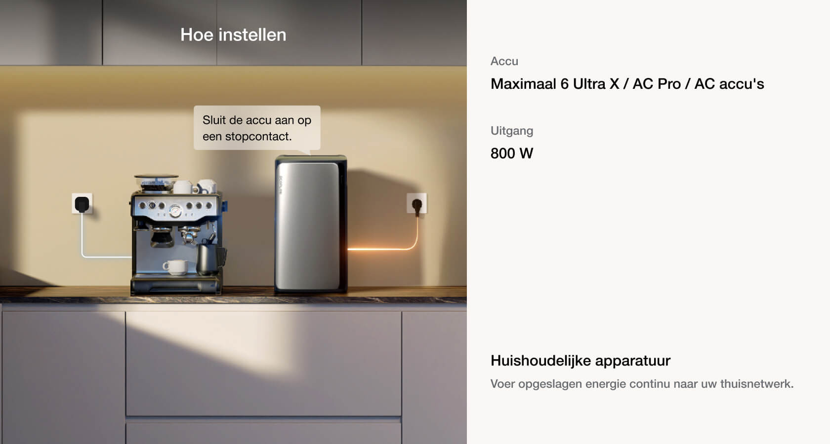 3 eenvoudige instellingen met AC-vermogen tot 2300 W om uw apparaten te gebruiken zoals u dat wilt
