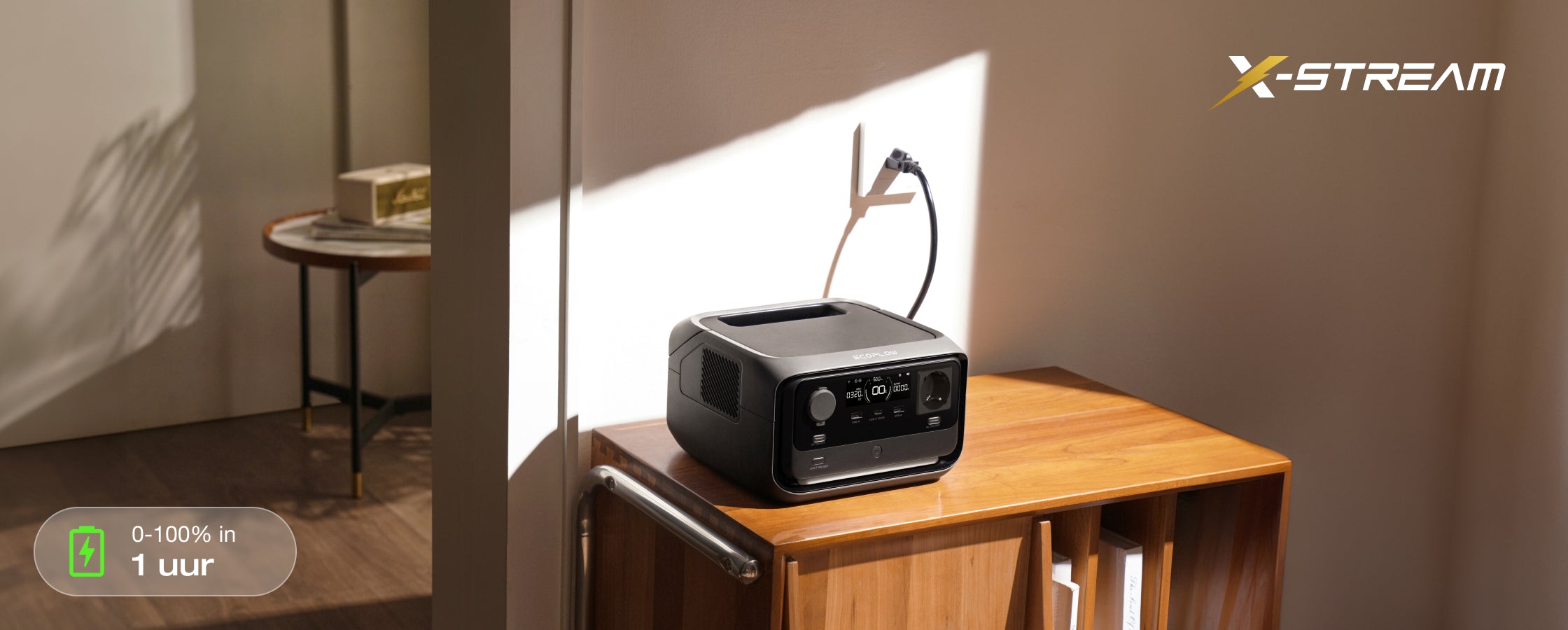 4 laadopties, veilig opladen 0-100% in 1 uur