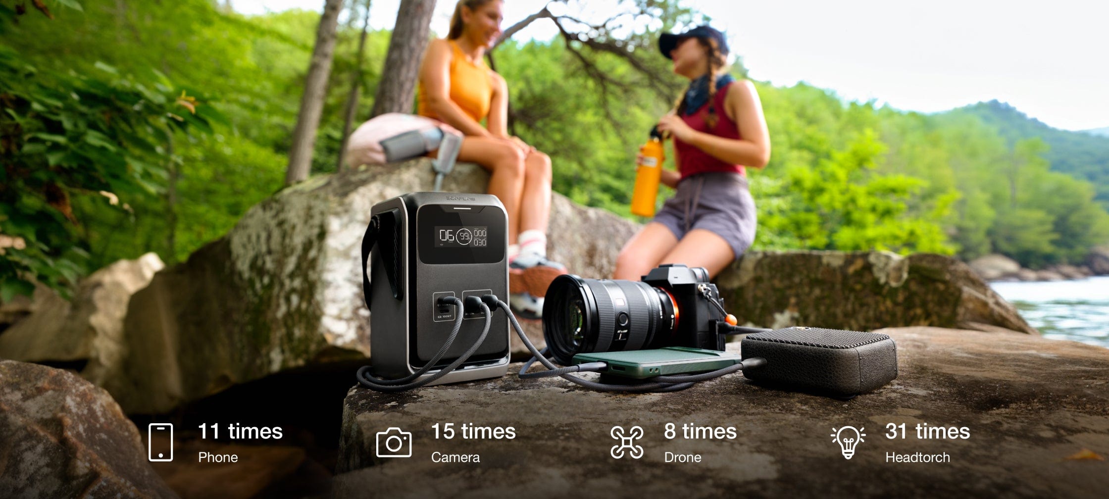 Elke scène van stroom voorzien, van camping tot trail