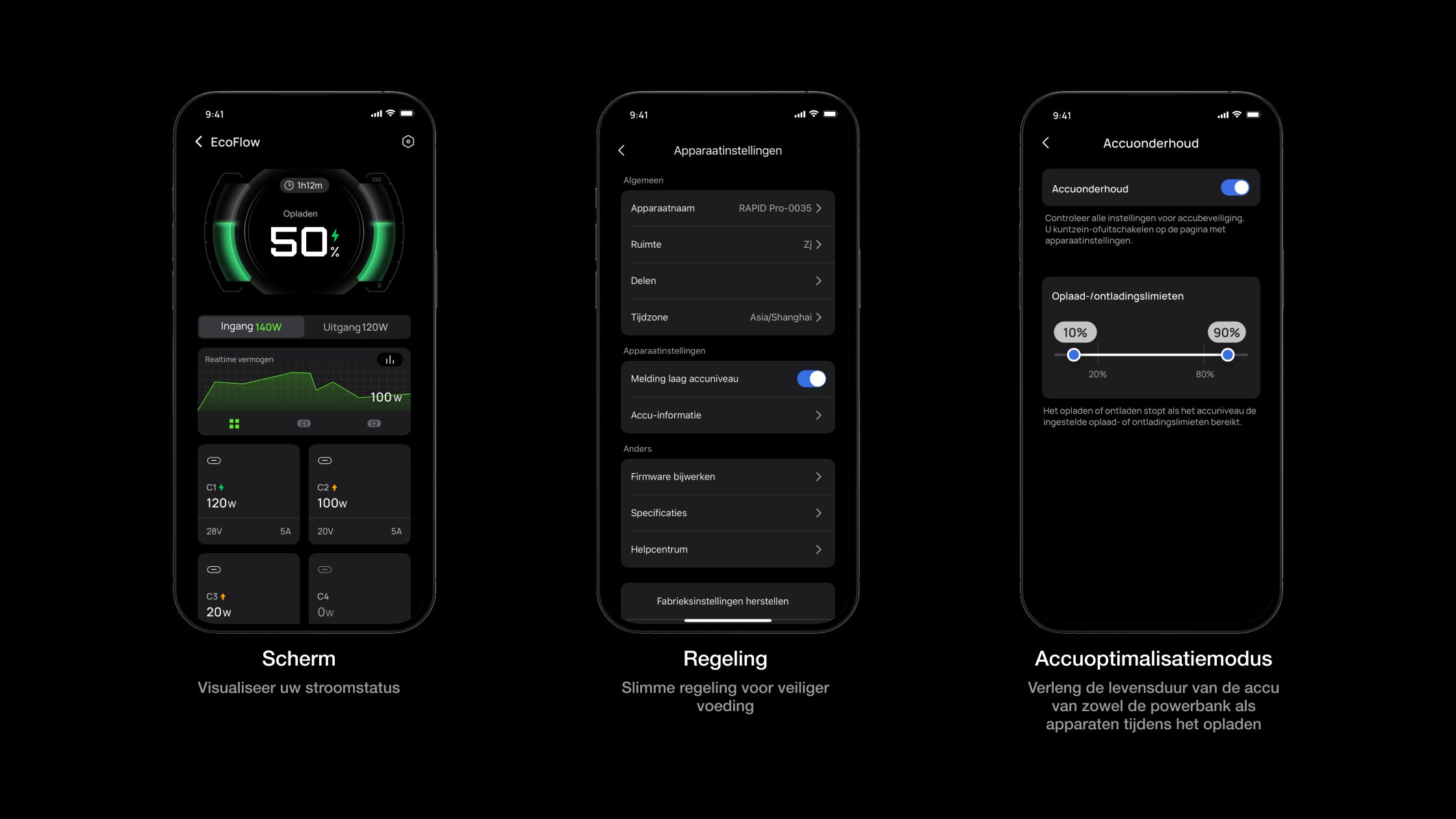 In-app energiebeheer en aanpassing