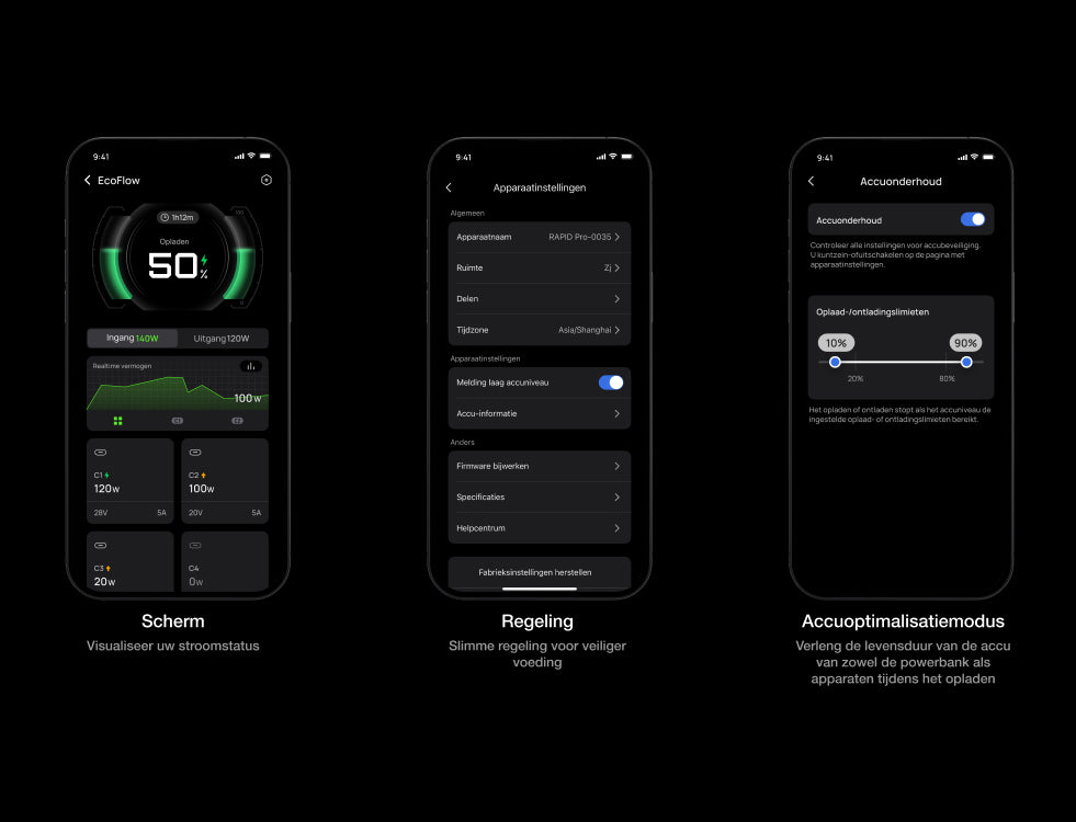 In-app energiebeheer en aanpassing