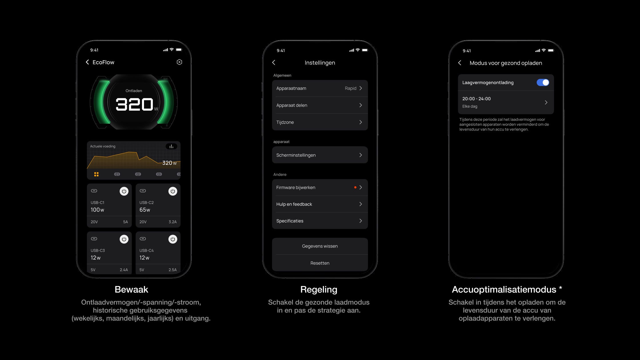 In-app energiebeheer en aanpassing